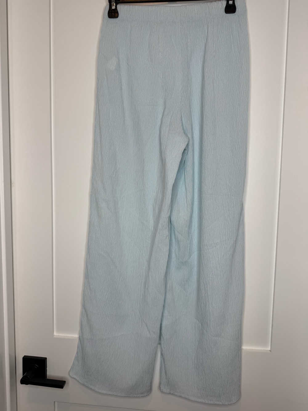 Oak + Fort Light Blue Crinkle Wide Leg Pants Semi Sheer - Picture 4 of 12